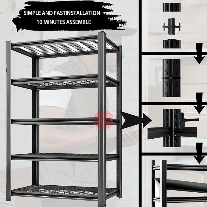 Standing Shelf Units Heavy Duty Storage Rack Industrial Wire Mesh Shelving - Image 4