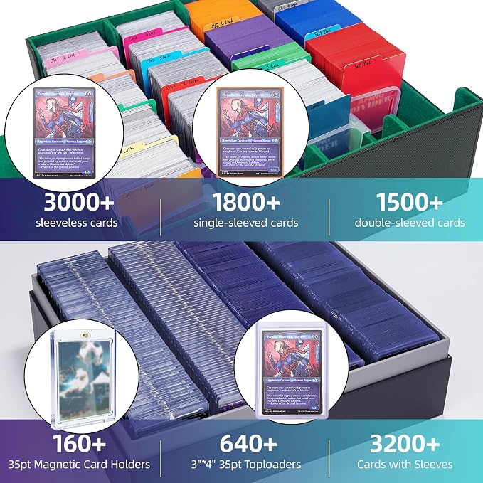 AFIING Trading Card Storage Box 6000+ Capacity – DIY Toploader Case w/ 24 - Image 2