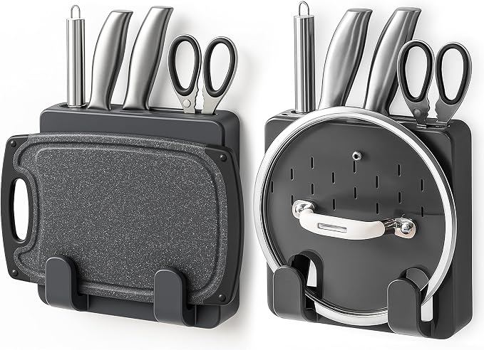 Wall Mounted Knife & Cutting Board Holder – Self-Adhesive Pot Lid and Utensil - Image 8