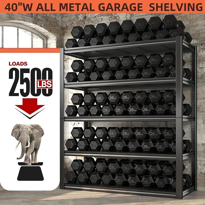 REIBII Garage Shelving Heavy Duty 2500LBS Storage Shelves 40" W Garage Shelves - Image 3