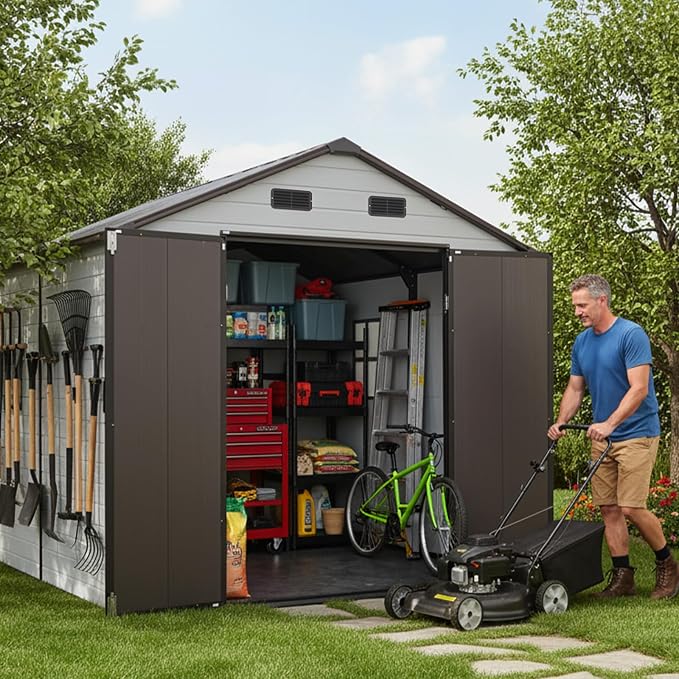 8x8ft Resin Outdoor Storage Shed - Image 3