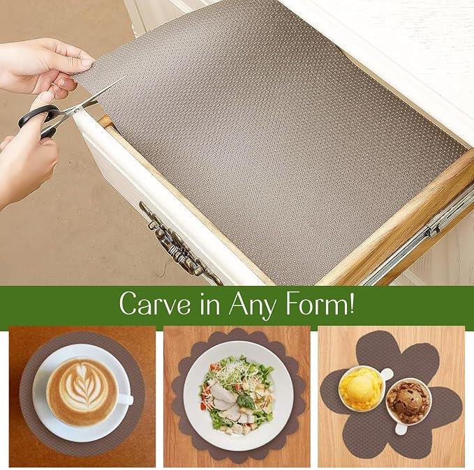 EVALAND Shelf Liners for Kitchen Cabinets Non-Adhesive 17.7" x 33 FT Beige - Image 4