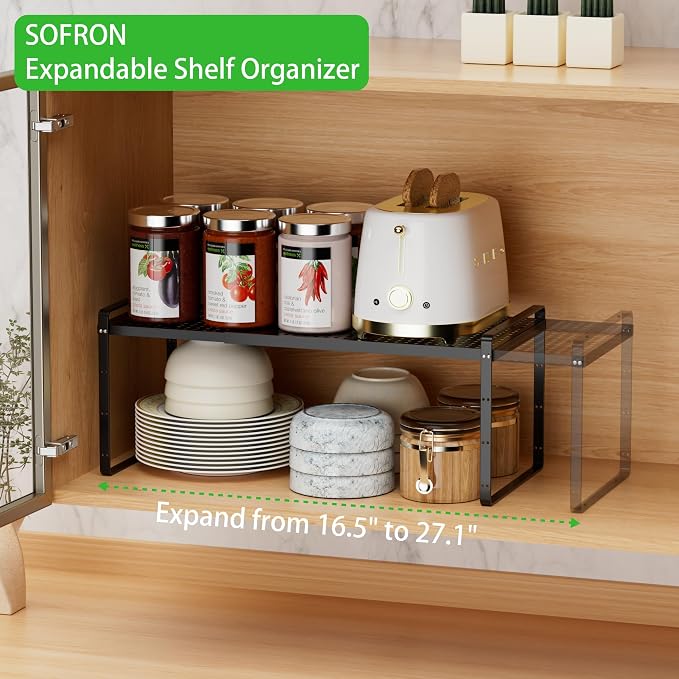 Expandable Cabinet Storage Shelf Stackable Organizer Rack - Image 3
