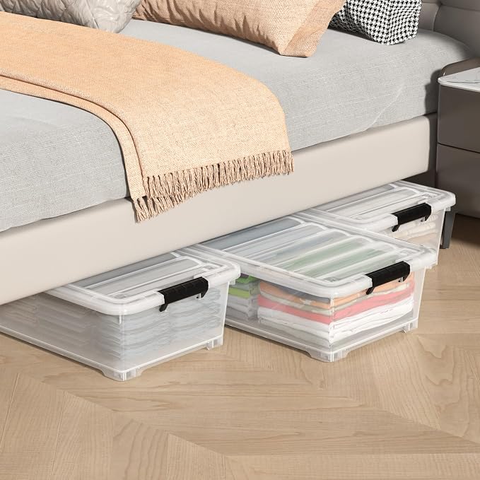 4 Packs 20 L Clear Plastic Underbed Storage Bins - Image 3