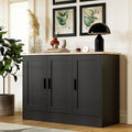 Anystyle 43.3”W Black 3 Door Buffet Cabinet, Coffee Bar by Anystyle