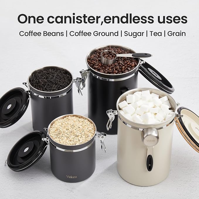 Veken Coffee Canister, Airtight Stainless Steel Kitchen Food Storage Container - Image 8