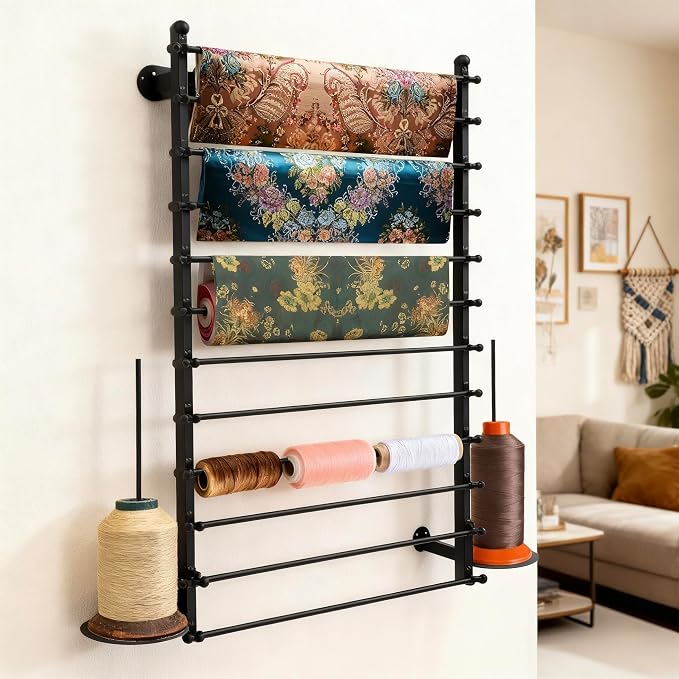 12 Layers 80cm Black Wall Display Stand Wrapping Paper Ribbon Organizer Tie - Image 5