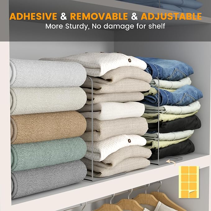 OKPOW Acrylic Shelf Dividers for Closet Organization: 8 Pack Durable Clear - Image 5