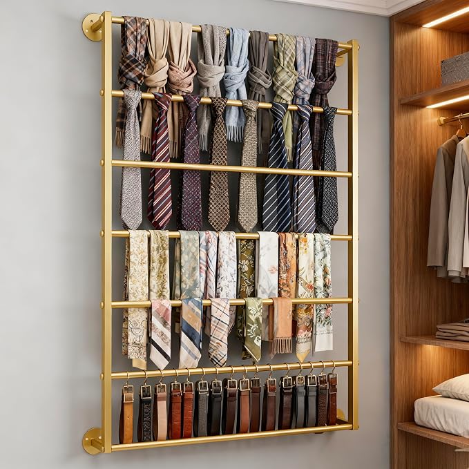 Wall Mounted Display Rack, 7-Layer Wrapping Paper Ribbon Organizer Scarves Tie - Image 7