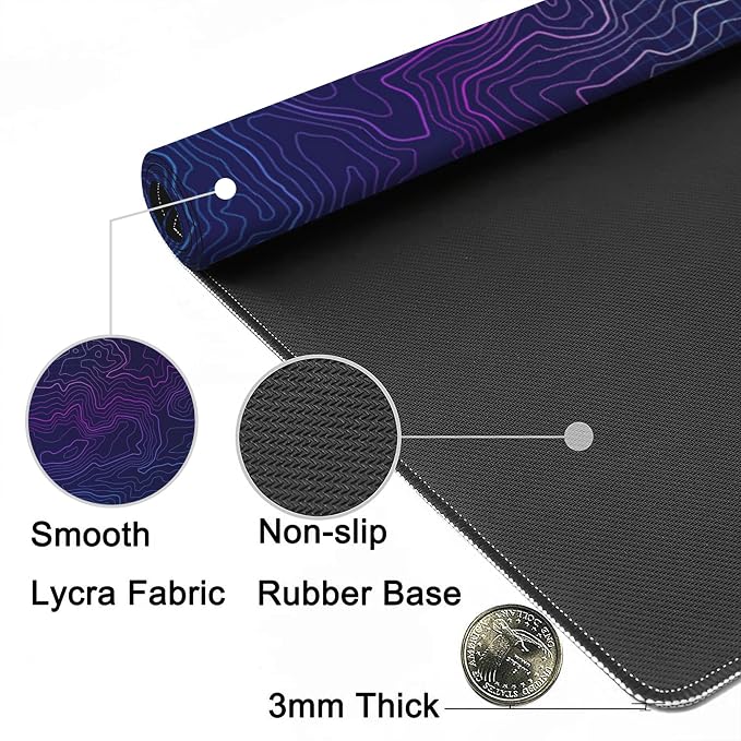 Gaming Mouse Mat Abstract Topography Large Mouse Pad Extended Mouse Pad Desk - Image 5