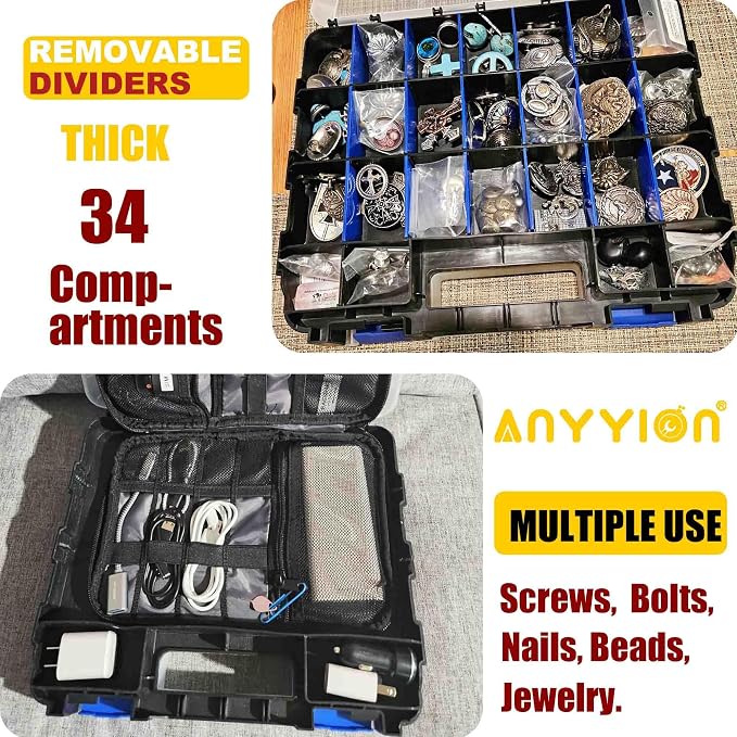 Anyyion Small Parts Organizer, 34-Compartments Double Side parts organizer - Image 6