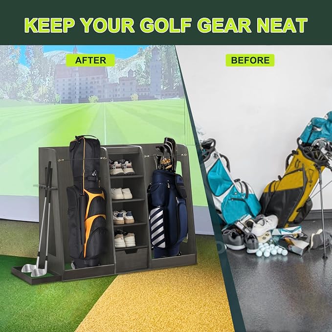 Golf Bag Organizer Storage Rack Large Wooden - Image 5
