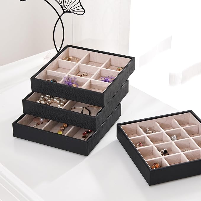 BEWISHOME Jewelry Organizer Tray Stackable Earring Storage Trays - Image 6