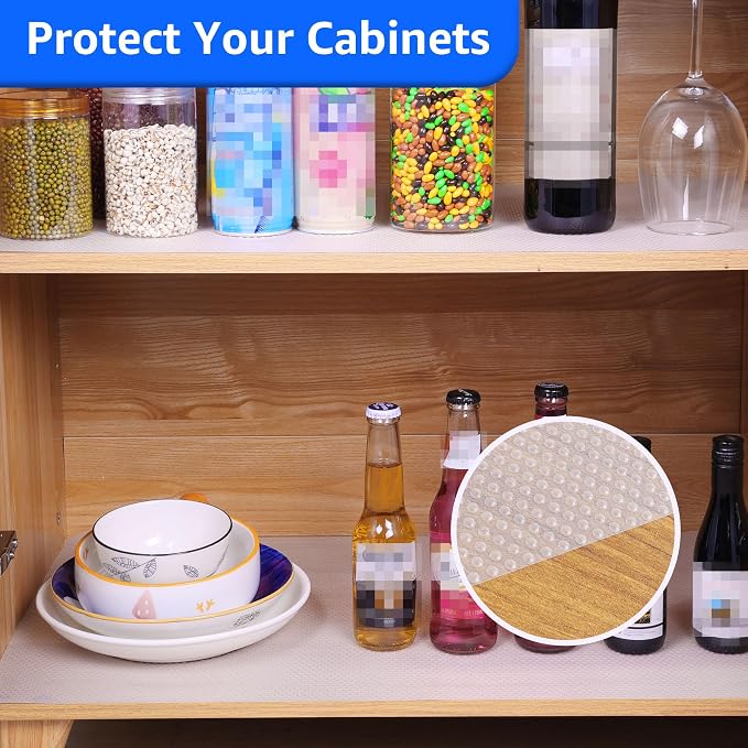Shelf Liner Clear 16-inch Wide: Non-Adhesive Kitchen Cabinets Liners - Image 4