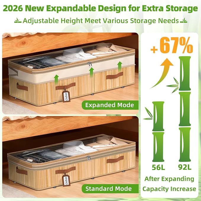 Livole Bamboo Under Bed Storage - Image 2