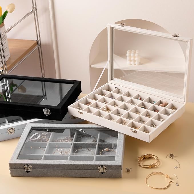 Frebeauty Velvet Jewelry Tray, 12 Grid Jewelry Organizer - Image 7