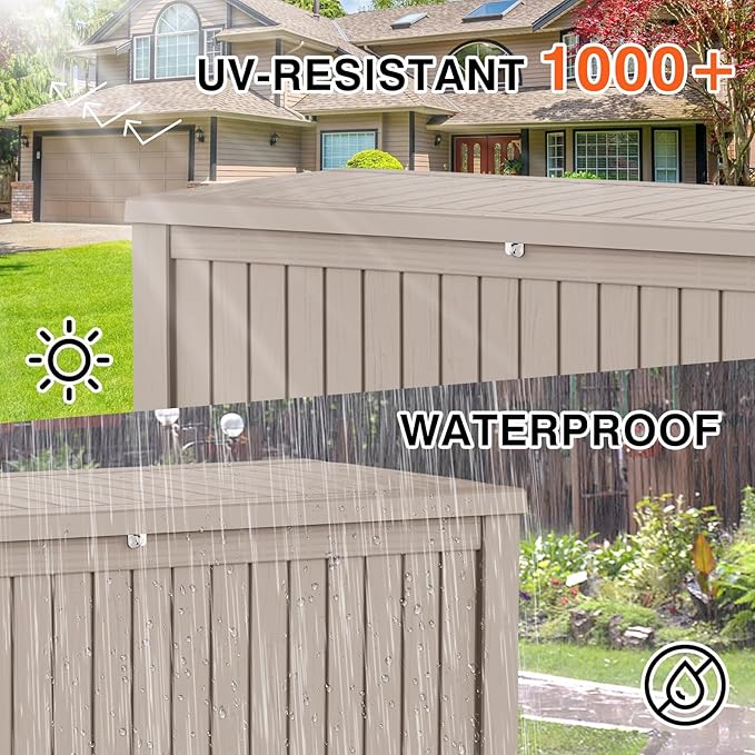 180 Gallon Outdoor Storage Box Waterproof Lockable Resin Deck Box Large - Image 2