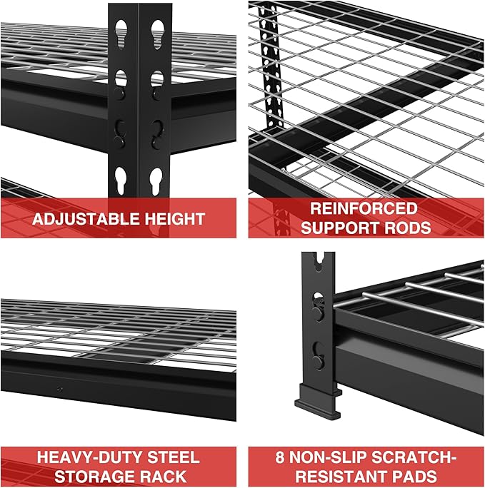 WORKPRO 5-Tier Metal Shelving Unit, 48”W x 24”D x 72”H, Heavy Duty Adjustable - Image 5