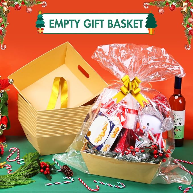AFOROEOA 20PACK Baskets for Gifts Empty, 10x12”Thick Kraft Gift Basket - Image 4
