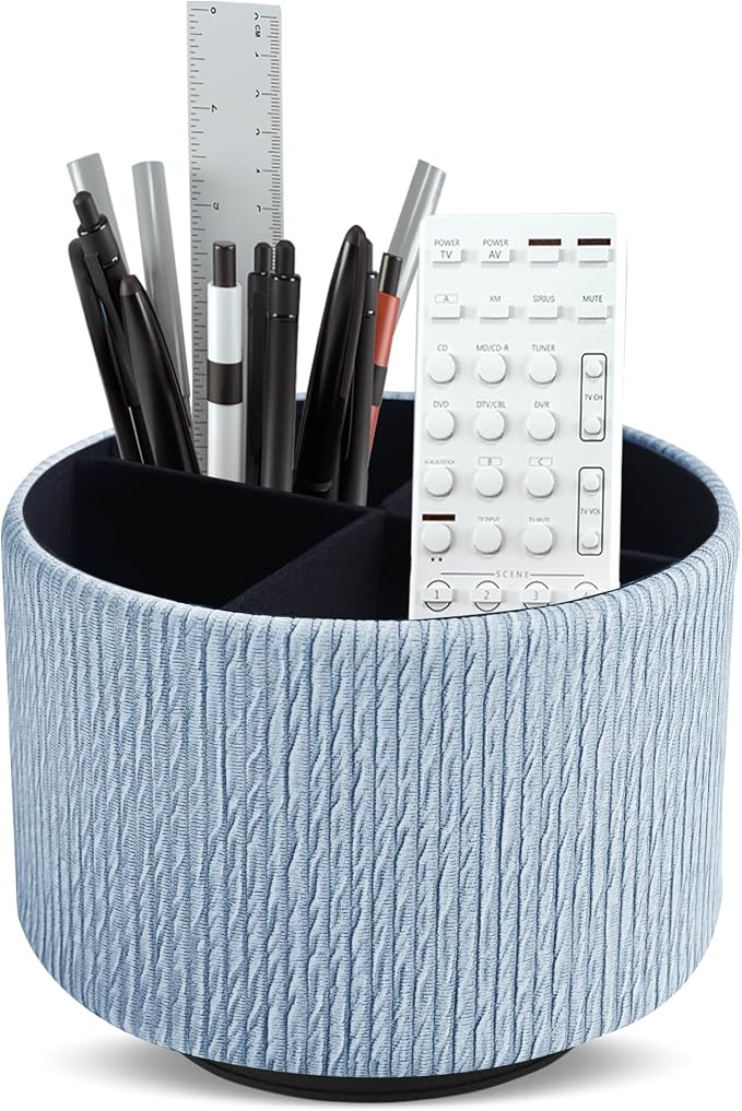 Round Leather Art Supply Organizer, Remote Control Holder, 360 Degree Spinning by Unknown