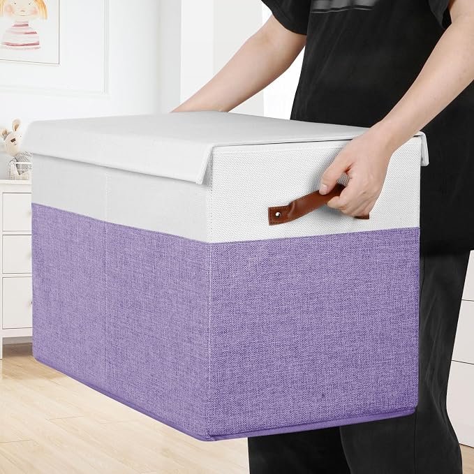 Large Toy Box with Lid, Sturdy Toy Storage Chest Bin Boxes Organizer Basket - Image 3