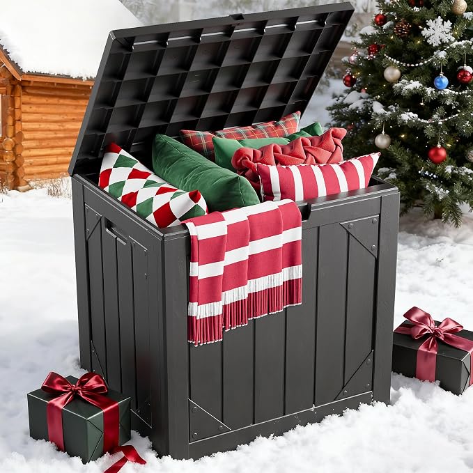 31 Gallon Outdoor Storage Box, Lockable Resin Deck Box by HomePage