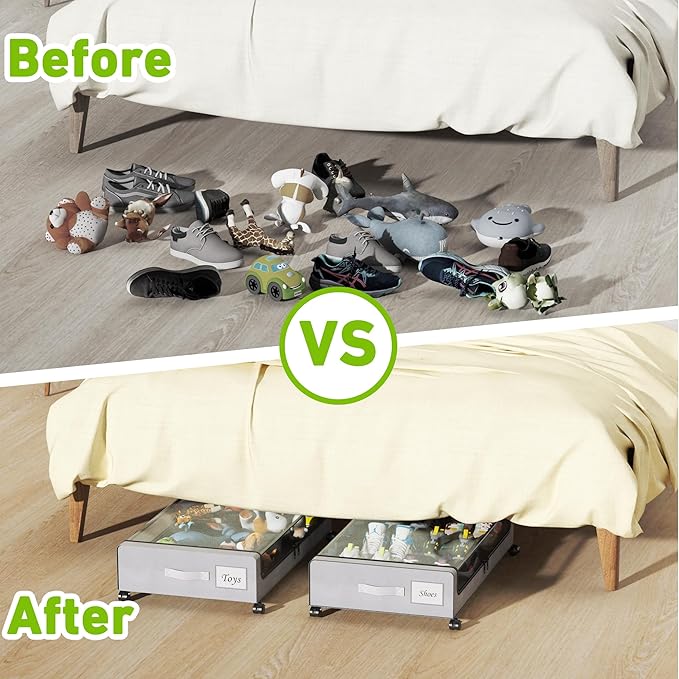 Under Bed Storage with Wheels, XXL 60L Under the Bed Storage Bins, Underbed - Image 6