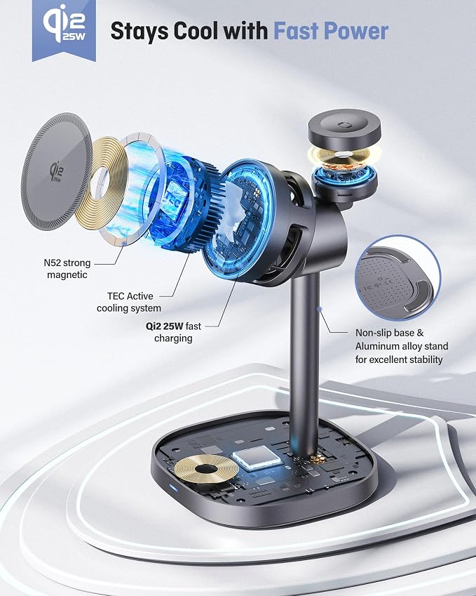 3 in 1 Wireless Charging Station, Qi2.2 25W Certified Fast Magnetic Charger - Image 6