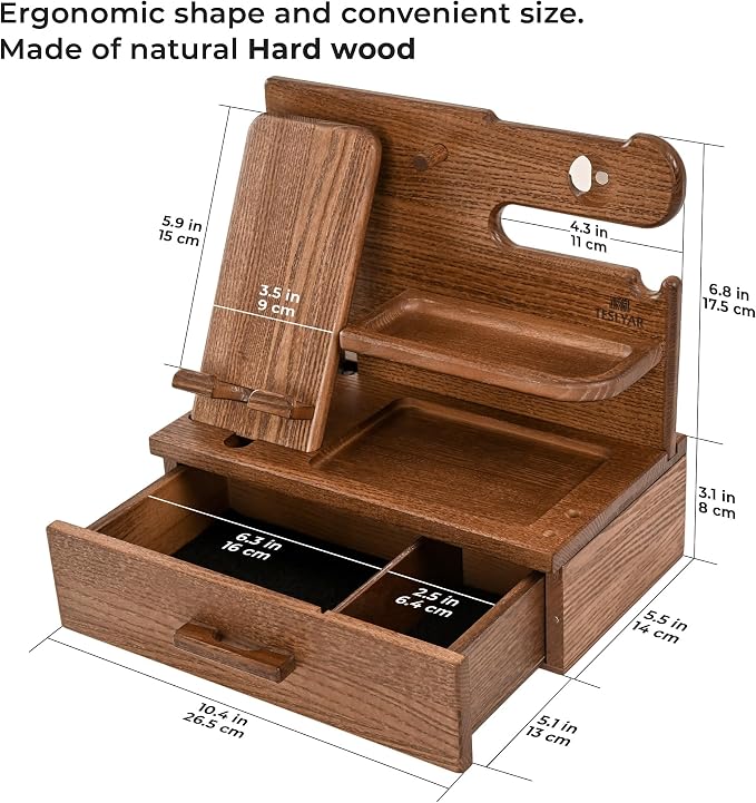 TESLYAR Wood Phone Docking Station - Image 6