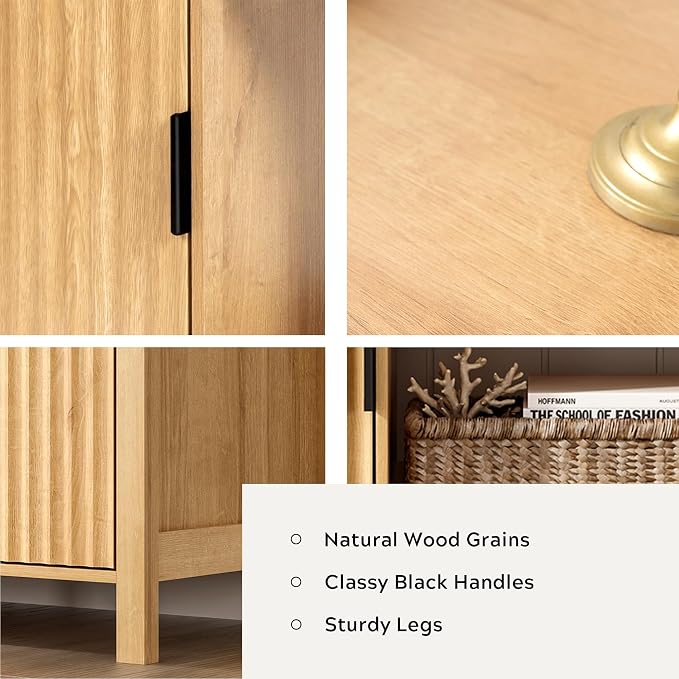 Fluted Storage Bookshelf, Modern Wooden 6 Cube Bookcase - Image 3
