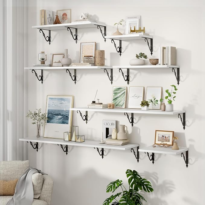 White Floating Shelves for Wall, 12 Inch Deep Floating Shelf - Image 6