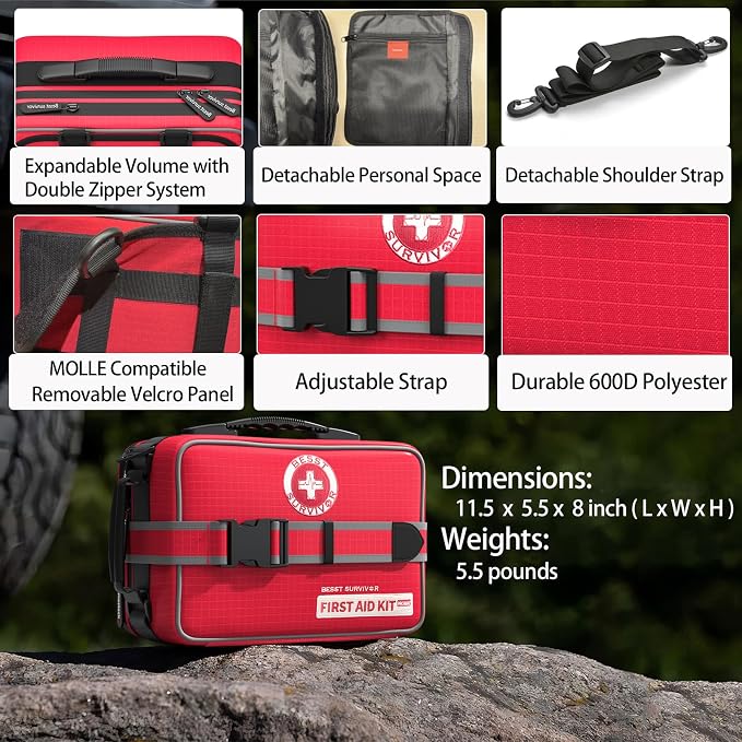 401 Piece First Aid Kit with Chest Seals -Labeled, Expandable & Mountable - Image 4