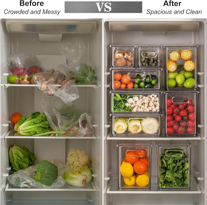 Taiuloo 2 Pack Stackable Refrigerator Organizer Bins - Image 5