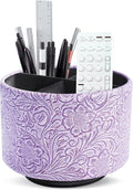 lizimandu Round Leather Art Supply Organizer, Remote Control Holder, 360 Degree by LIZIMANDU