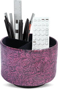 lizimandu Round Leather Art Supply Organizer, Remote Control Holder, 360 Degree by LIZIMANDU