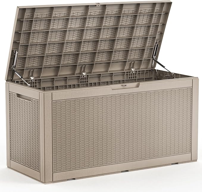 100 Gallon Resin Deck Box, Lockable Patio Outdoor Storage Box by OutdoorLivingPerfected