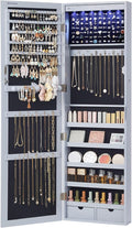 SONGMICS 6 LEDs Mirror Jewelry Cabinet, 47.2-Inch Tall Lockable Wall or Door by SONGMICSbySONGMICSHOME