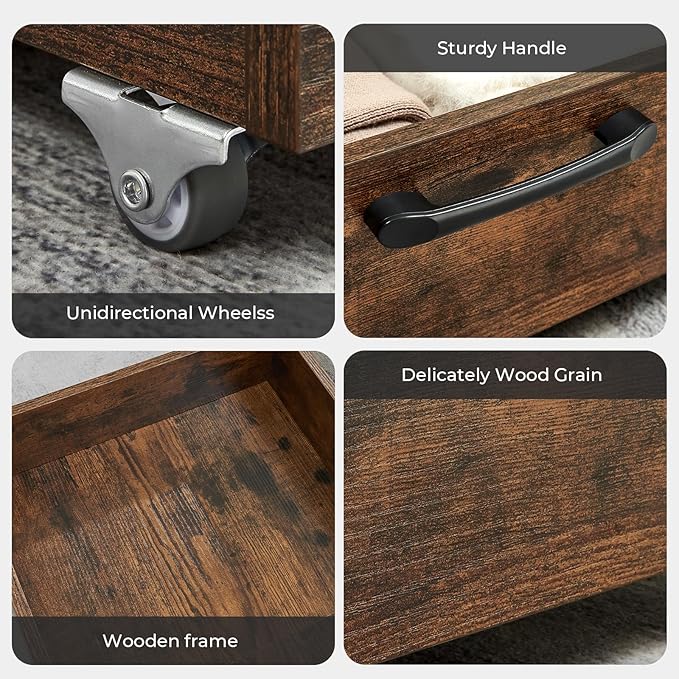 Under Bed Storage with Wheels, Composite Wood Organizer - Image 6
