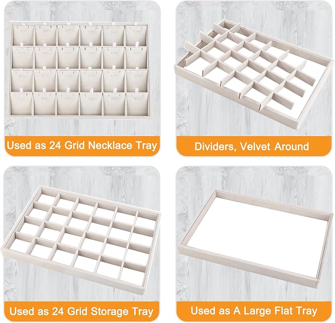 Mornajina 24 Grids Stackable Jewelry Tray Organizer - Image 3