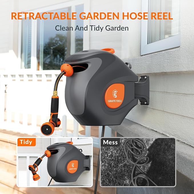 Giraffe Tools BW35 Retractable Garden Hose Reel | Wall-Mounted, Automatic Rewind - Image 2