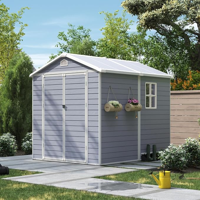 Aoxun 6X8 FT Resin Outdoor Storage Shed - Image 2