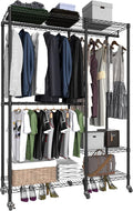 Portable Closets Heavy Duty Garment Rack Adjustable Rolling Clothes Rack by Serxis