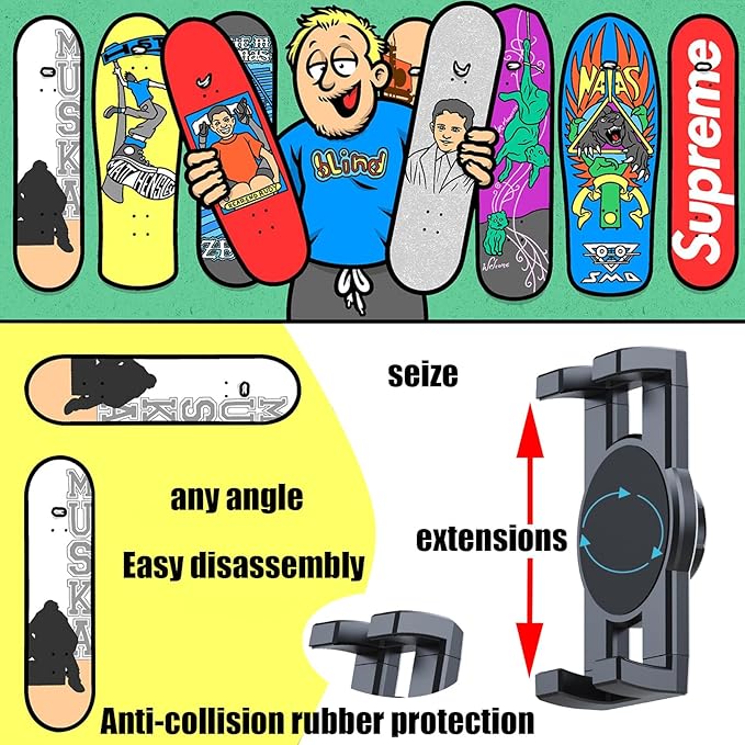 Skate deck wall mount, 360° rotatable skateboard wall mount, Floating Display - Image 3