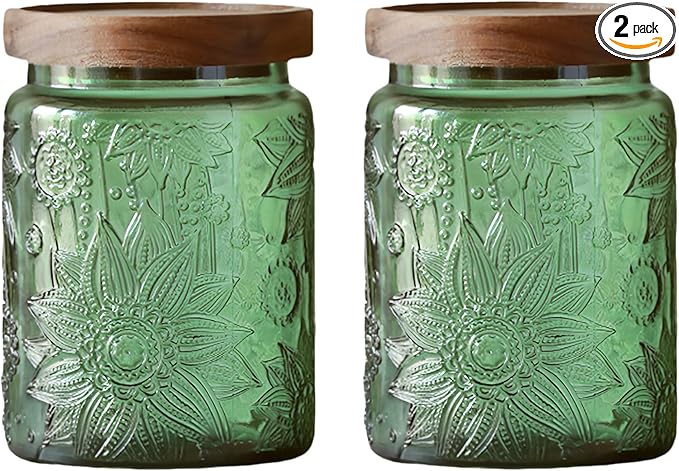 Set of 2 Vintage Glass Jars, Coffee Beans, Pet Food, Laundry Detergent by ANSQU