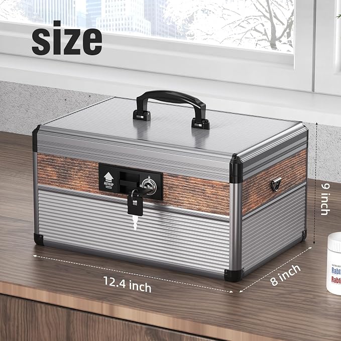 Glosen Medicine Lock Box, locking medicine box, Security Lock Boxes 【Large 14 x - Image 2