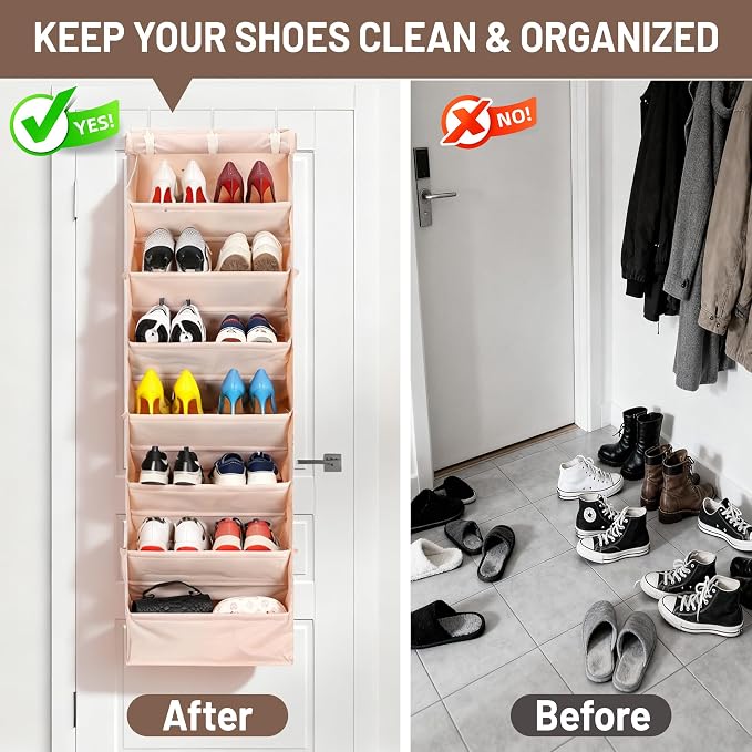 7 Tier Over The Door Shoe Organizer, Hanging Shoe Rack - Image 6