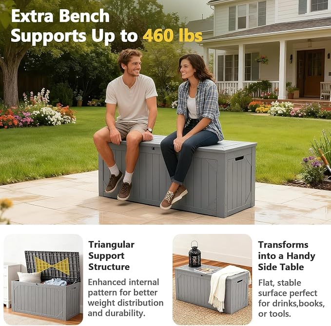 100 Gallon Outdoor Storage Box, Weatherproof Deck Box - Image 4