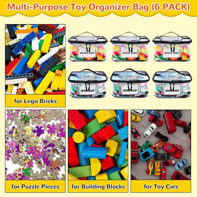 6 Pack Clear Toy Storage Bag - Image 5