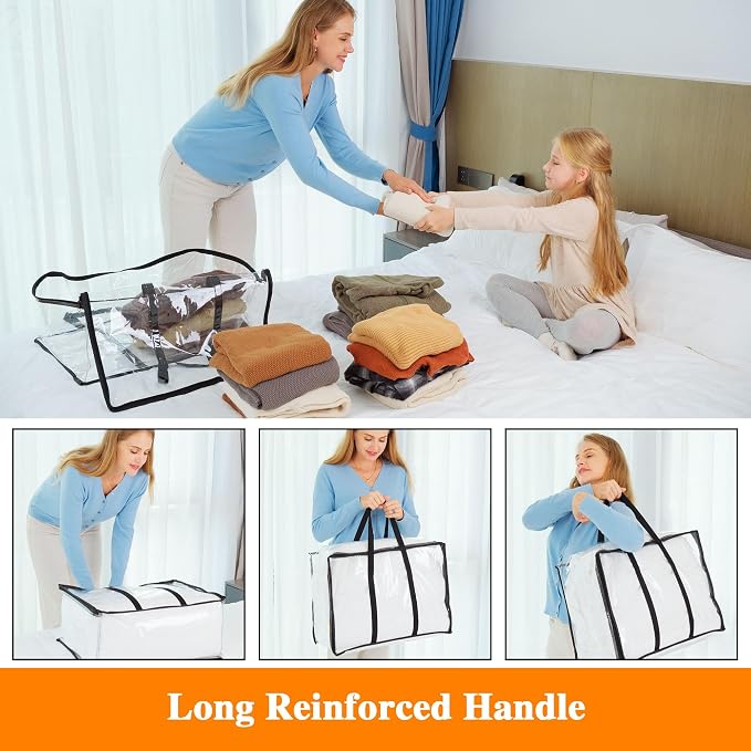 Vieshful 5 Pack Clear Comforter Storage Bag, 60L Clothes Storage Bag - Image 3
