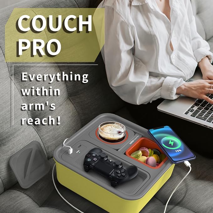 Couch Caddy Console, Self Balancing Cup Holder, Drink Snack Caddy, Wireless - Image 6